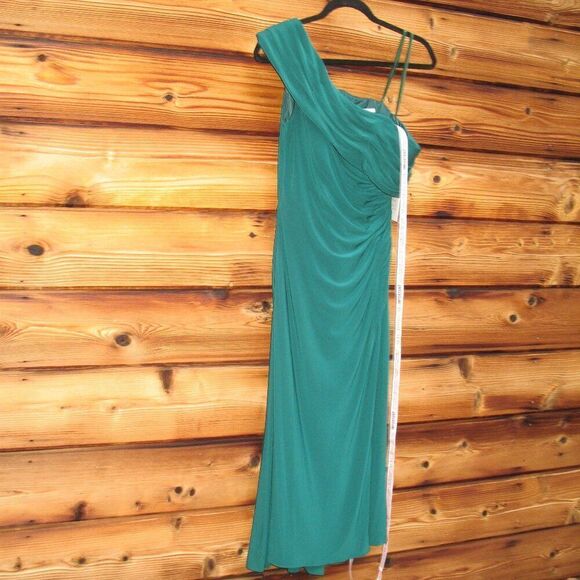 MAC DUGGAL 26484 Womens Green Ruched Off-The-Shoulder Midi Dress - Picture 6 of 14